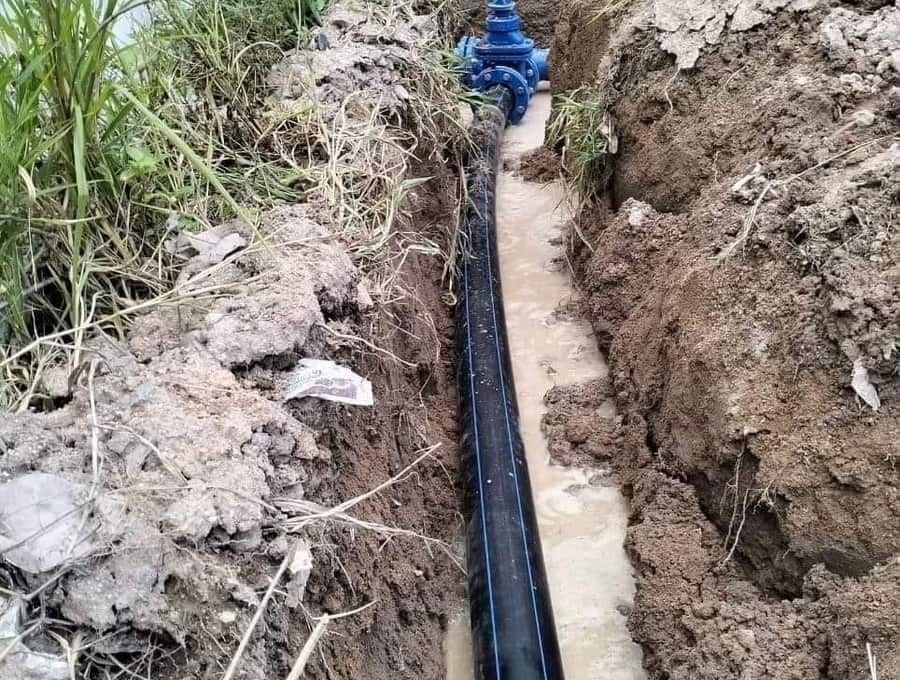 งานวางท่อ HDPE ระบบประปาในแนวขุด